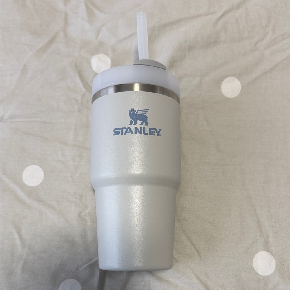 Stanley Fog Insulated Stainless Tumbler with Light Blue Logo and Straw